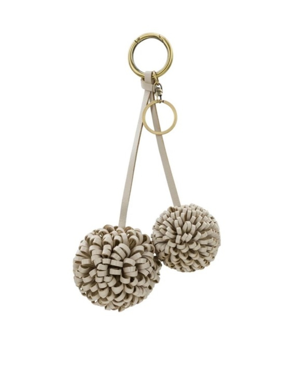 Patricia Nash Leather Pom Pom Key Fob Chain Chalk White  NWT
